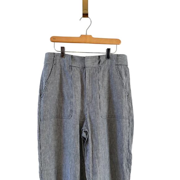 Banana Republic Wide Leg Striped Linen pants Blue White 8 - Picture 1 of 6